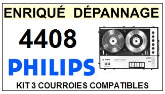 PHILIPS 4408  <br>kit 3 courroies pour magntophone (<b>set belts</b>)<small> 2017-01</small>