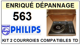 PHILIPS 563  <br>kit 2 courroies pour tourne-disques (<b>set belts</b>)<SMALL> 2016-10</SMALL>
