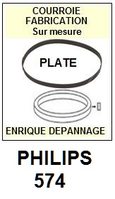 PHILIPS 574  <br>Courroie plate d'entrainement tourne-disques (<b>flat belt</b>)<small> fevrier-2017</small>