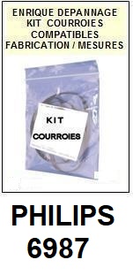 PHILIPS 6987  <BR>kit 3 courroies pour platine k7 (set belts)<small> 2015-12</small>