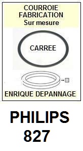 PHILIPS 827  <BR>courroie d'entrainement tourne-disques (<b>square belt</b>)<small> 2017-AVRIL</small>