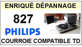PHILIPS 827  <BR>courroie d'entrainement tourne-disques (<b>square belt</b>)<small> 2017-AVRIL</small>