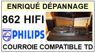 PHILIPS 862HIFI 862 HIFI <BR>courroie d'entrainement tourne-disques (<b>square belt</b>)<small> 2017 JUILLET</small>