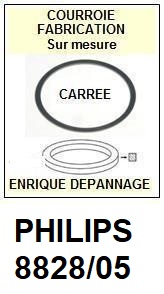 PHILIPS 8828/05  <BR>courroie d'entrainement tourne-disques (<b>square belt</b>)<small> 2018 FEVRIER</small>
