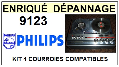 PHILIPS 9123  <br>kit 4 courroies pour magntophone (<b>set belts</b>)<small> mars-2017</small>