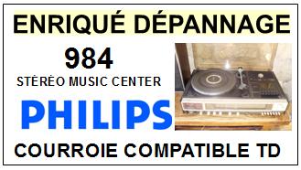 PHILIPS 984 STEREO MUSIC CENTER <br>Courroie carre pourTourne-disques  (<b>square belt</b>)<small> 2016-02</small>