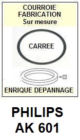 PHILIPS AK601  <br>Courroie pour lecteur CD (<b>Cd player square belt</b>)<small> 2017 SEPTEMBRE</small>