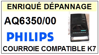 PHILIPS AQ6350/00  <br>courroie  pour platine K7 (<B>square belt</B>)<SMALL> MARS-2017</small>