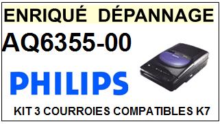 PHILIPS AQ6355/00  <BR>kit 3 courroies pour platine k7 (<b>set belts</b>)<small> fvrier-2017</small>