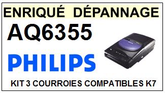 PHILIPS AQ6355  <BR>kit 3 courroies pour platine k7 (<b>set belts</b>)<small> fvrier-2017</small>