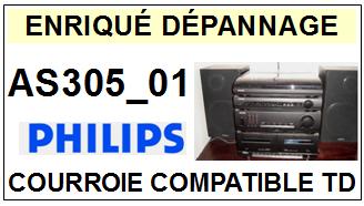PHILIPS AS305-01  Courroie Tourne-disques <BR><small>sc 2014-06</small>