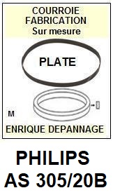 PHILIPS AS305/20B <br>Courroie plate d\'entrainement Tourne-disques (<b>flat belt</b>)<small> 2016-02</small>