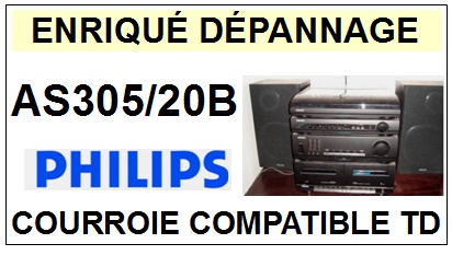PHILIPS AS305/20B <br>Courroie plate d\'entrainement Tourne-disques (<b>flat belt</b>)<small> 2016-02</small>