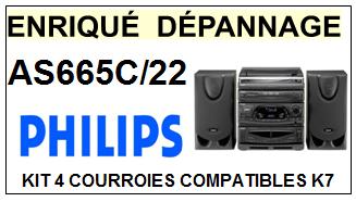 PHILIPS<br> AS665C/22 kit 4 Courroies (set belts) platine K7 <br><small>sc+k7 2015-03</small>