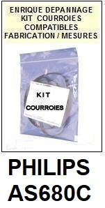 PHILIPS AS680C  <BR>kit 2 Courroies pour platine cd (<b>set belts</b>)<small> 2017 AOUT</small>