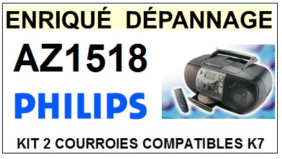 PHILIPS AZ1518 <BR>kit 2 courroies pour platine k7 (set belts)<small> 2016-01</small>