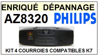 PHILIPS<br> AZ8320  kit 4 courroies (set belts) pour platine K7 <br><small>a 2015-07</small>