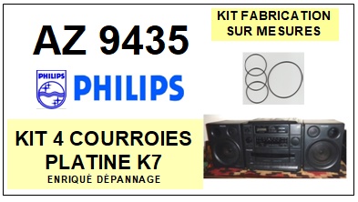 PHILIPS AZ9435 AZ-9435 kit 4 Courroies Platine K7  <small>13-10</small>