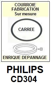 PHILIPS CD304  <br>Courroie pour lecteur CD (<b>Cd player square belt</b>)<small> 2017 DECEMBRE</small>