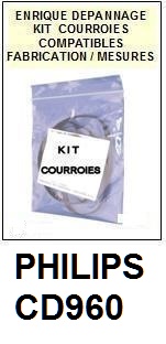 PHILIPS CD960  <BR>kit 4 Courroies pour platine cd (<b>set belts</b>)<small> 2017 AVRIL</small>