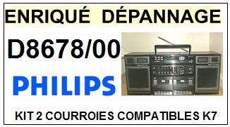 PHILIPS<br> D8678-00 D8678/00 kit 2 courroies (set belts) pour platine K7 <br><small>a 2015-04</small>