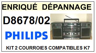 PHILIPS<br> D8678-02 D8678/02 kit 2 courroies (set belts) pour platine K7 <br><small> 2015-04</small>
