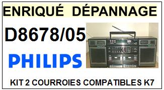 PHILIPS<br> D8678-05 D8678/05 kit 2 courroies (set belts) pour platine K7 <br><small> 2015-04</small>