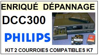 PHILIPS DCC300 DIGITAL COMPACT CASSETTE (DCC) <BR>kit 2 courroies pour platine k7 (<b>set belts</b>)<small> 2016-02</small>