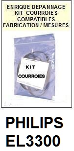 PHILIPS EL3300  <BR>kit 2 courroies pour platine k7 (<b>set belts</b>)<small> MARS-2017</small>