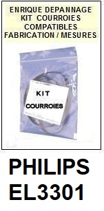 PHILIPS EL3301  <BR>kit 2 courroies pour platine k7 (<b>set belts</b>)<small> 2017 AOUT</small>