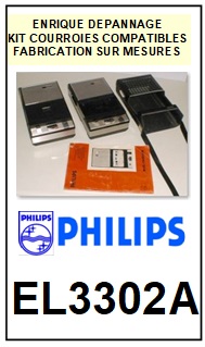 PHILIPS<br> EL3302A kit 2 courroies (set belts) pour platine K7 <br><small>a 2015-05</small>