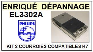 PHILIPS<br> EL3302A kit 2 courroies (set belts) pour platine K7 <br><small>a 2015-05</small>