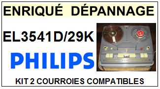 PHILIPS  EL3541D/29K    kit 2 Courroies Compatibles Magntophone
