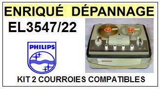 PHILIPS EL3547/22  <br>kit 2 courroies pour magntophone (set belts)<small> 2015-11</small>