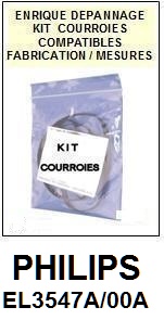 PHILIPS EL3547A/00A  <br>kit 2 courroies pour magntophone (<b>set belts</b>)<small> 2017 MAI</small>