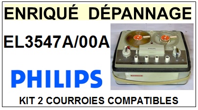 PHILIPS EL3547A/00A  <br>kit 2 courroies pour magntophone (<b>set belts</b>)<small> 2017 MAI</small>