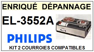 PHILIPS EL3552A EL-3552A kit 2 Courroies Magntophone <BR><small>a 2014-09</small>
