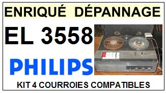 PHILIPS EL3558  <br>kit 4 courroies pour magntophone (<b>set belts</b>)<small> 2016-02</small>