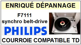 PHILIPS<br> F7111 Synchro belt-drive  courroie (square belt) pour tourne-disques <BR><small>sc 2015-02</small>
