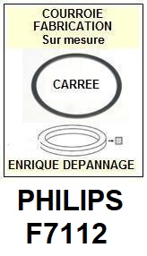 PHILIPS F7112  <BR>courroie d'entrainement tourne-disques (<b>square belt</b>)<small> 2017 OCTOBRE</small>