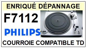 PHILIPS F7112  <BR>courroie d'entrainement tourne-disques (<b>square belt</b>)<small> 2017 OCTOBRE</small>