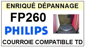 PHILIPS FP260  <br>Courroie plate d'entrainement tourne-disques (<b>flat belt</b>)<small> 2017-01</small>