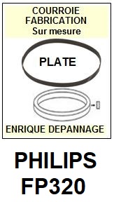 PHILIPS FP320  <br>Courroie plate d'entrainement tourne-disques (<b>flat belt</b>)<small> 2017 JUILLET</small>