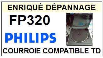 PHILIPS FP320  <br>Courroie plate d'entrainement tourne-disques (<b>flat belt</b>)<small> 2017 JUILLET</small>