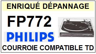 PHILIPS<br> FP772  courroie (flat belt) pour tourne-disques <BR><small>sc 2015-01</small>