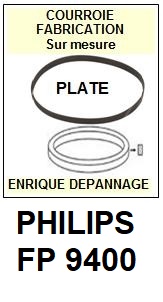 PHILIPS FP9400  <br>Courroie plate d'entrainement tourne-disques (<b>flat belt</b>)<small> 2018 AVRIL</small>