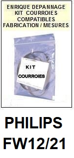 PHILIPS FW12/21  <BR>kit 2 courroies pour platine k7 (<b>set belts</b>)<small> 2018 MARS</small>