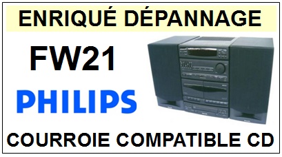 PHILIPS FW21  <br>Courroie pour lecteur CD (<b>Cd player square belt</b>)<small> 2016-02</small>