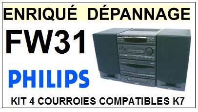 PHILIPS FW31  <BR>kit 4 courroies pour platine k7 (<b>set belts</b>)<small> 2016-02</small>