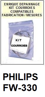 PHILIPS<br> FW330 kit 4 courroies (set belts) pour platine K7 <br><small>cd+k7 2015-02</small>